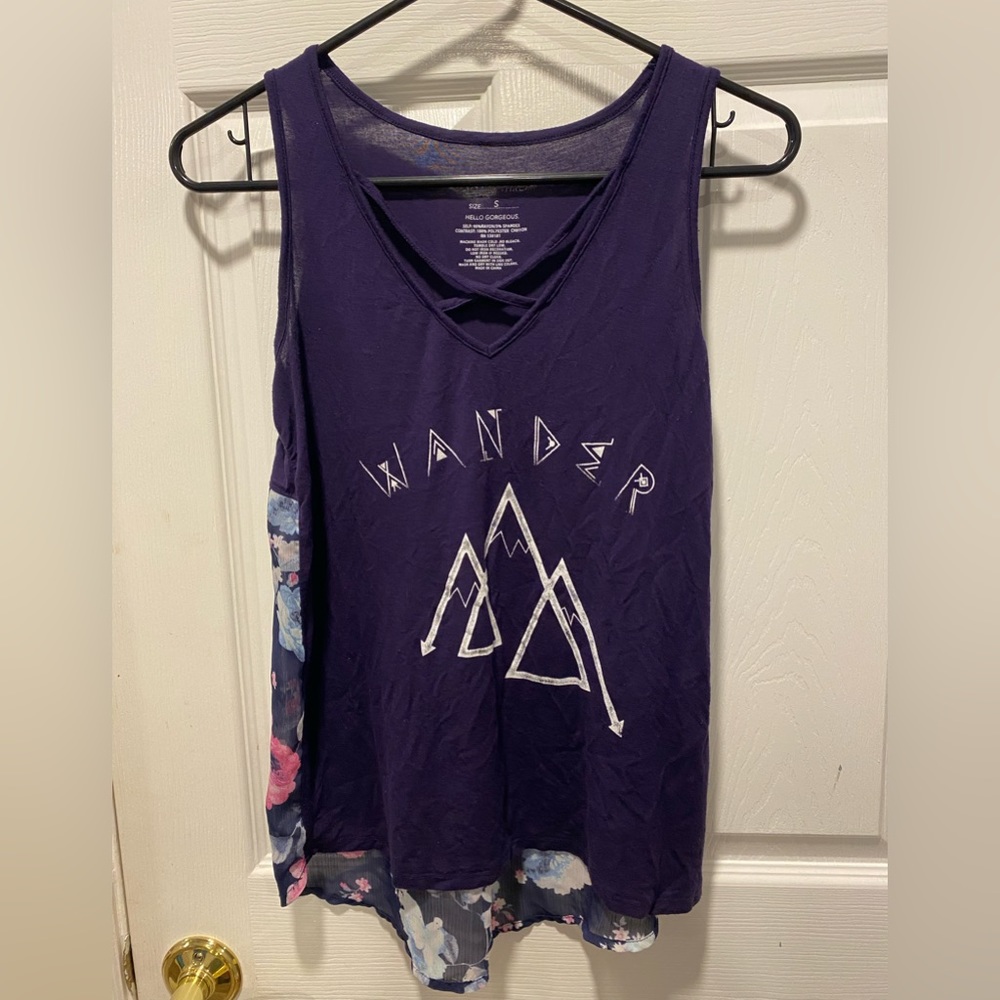 Navy printed tank top